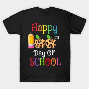 Happy 100Th Day Of School Leopard Print Teacher Student T-Shirt